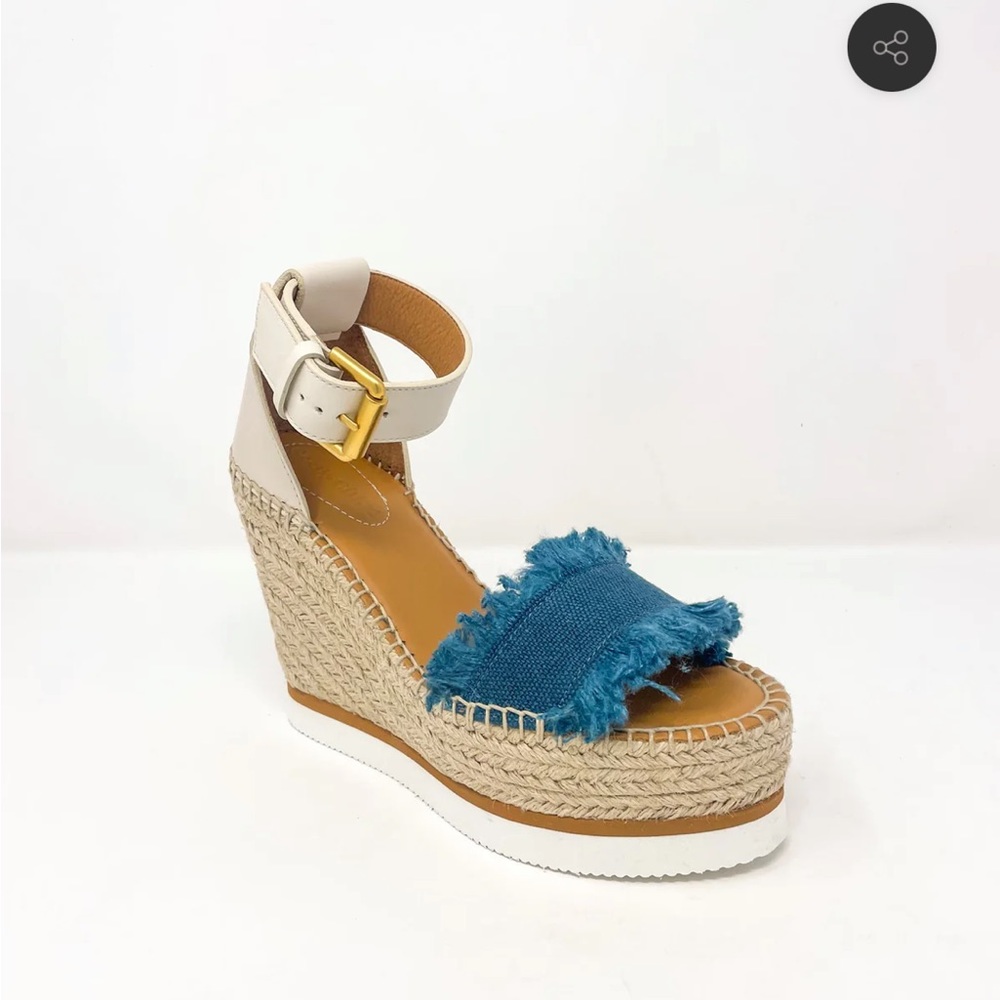 Chloe platform denim wedges